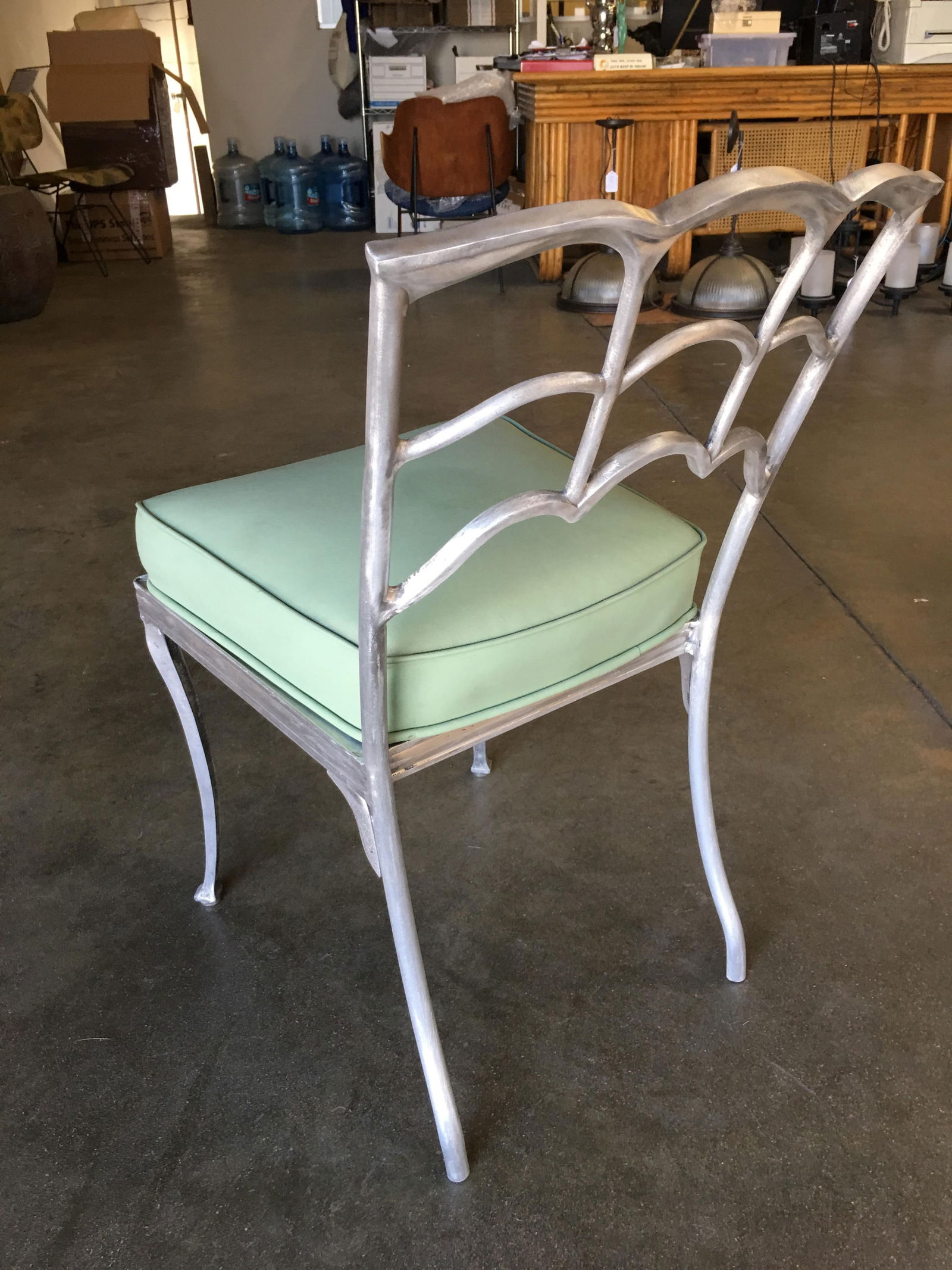 Art Deco Silver Tone Casted Aluminum Spiderweb Side Chair, Pair - 5