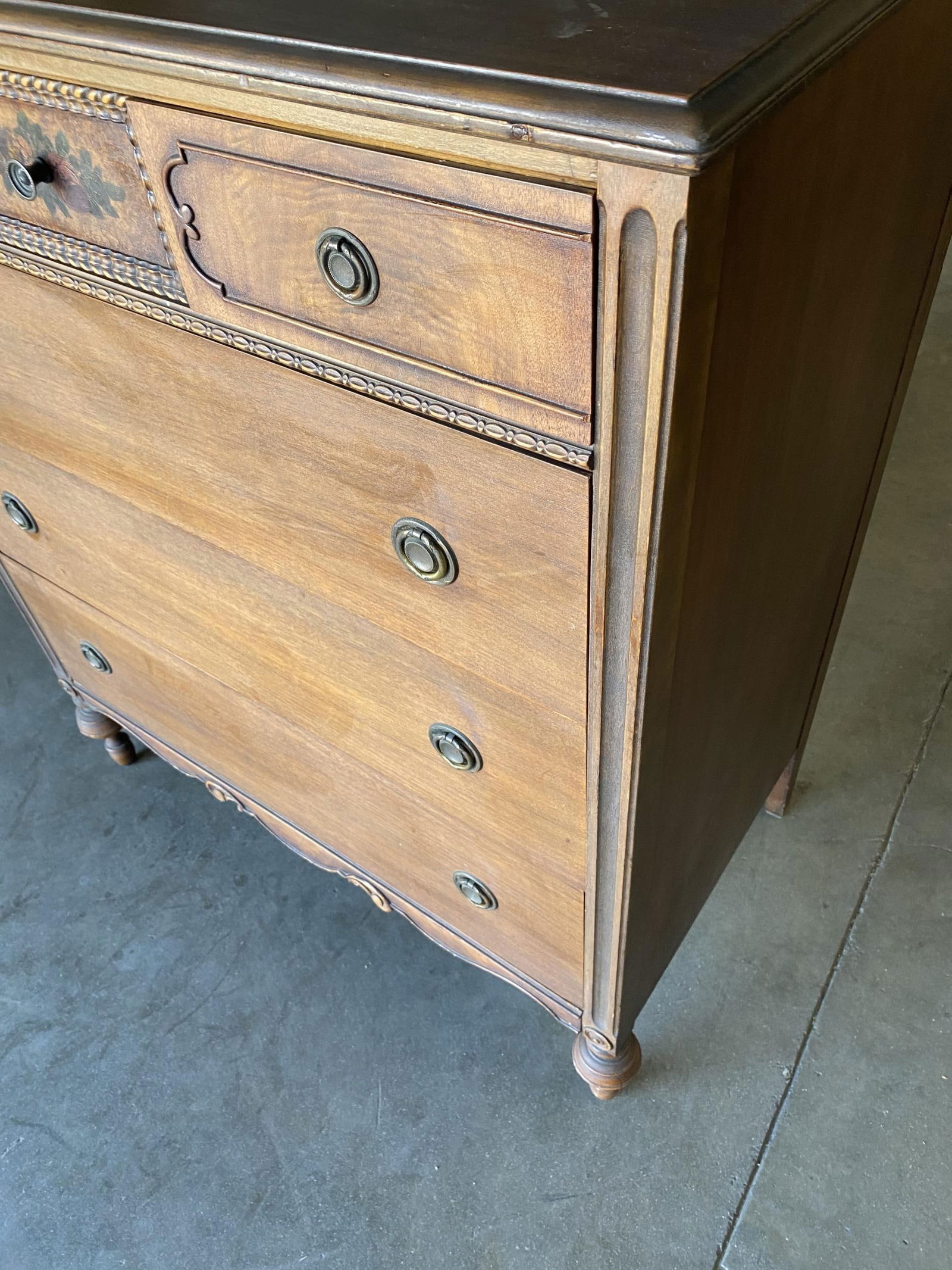 Antique Walnut Highboy Dresser w/ Vanity Table Mirror by Berkey & Gay Furniture - 6