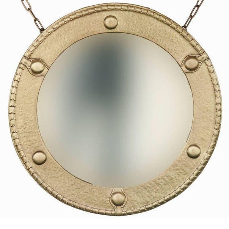 Antique Brass Federal Round Wall Mirror - 3