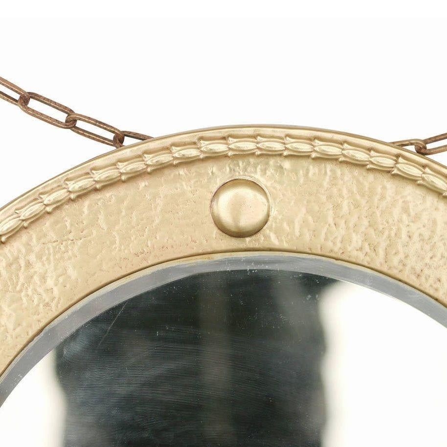 Antique Brass Federal Round Wall Mirror - 4