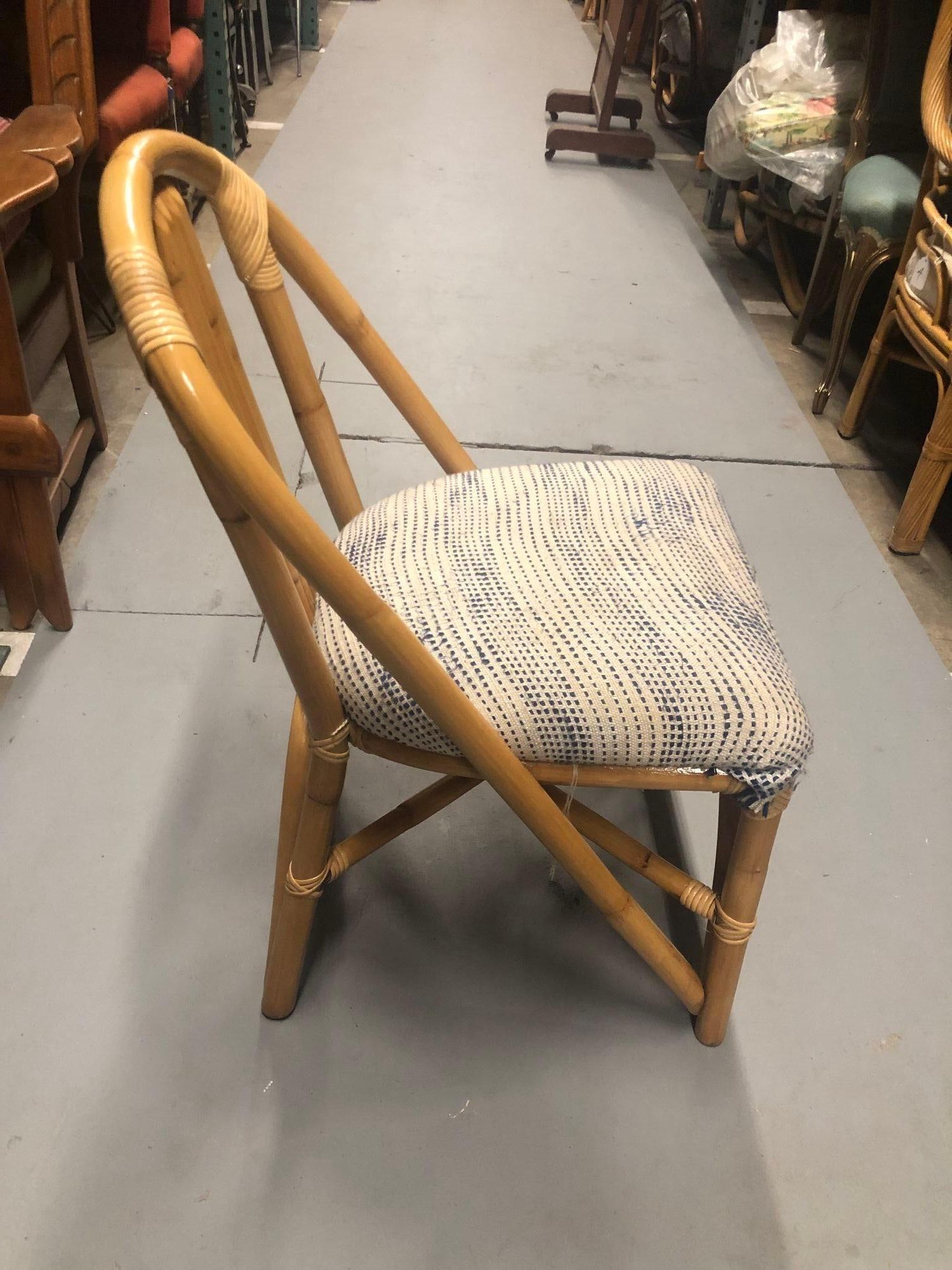 Restored Mid-Century Swoop Horseshoe Back Rattan Accent Chair - 10