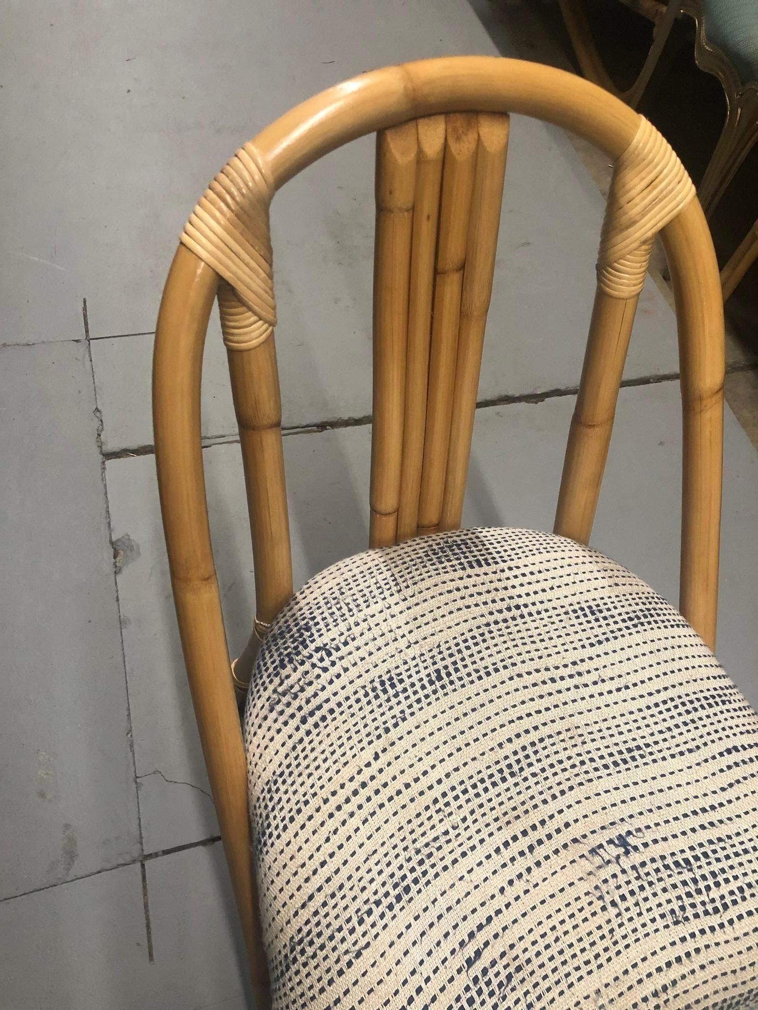 Restored Mid-Century Swoop Horseshoe Back Rattan Accent Chair - 4