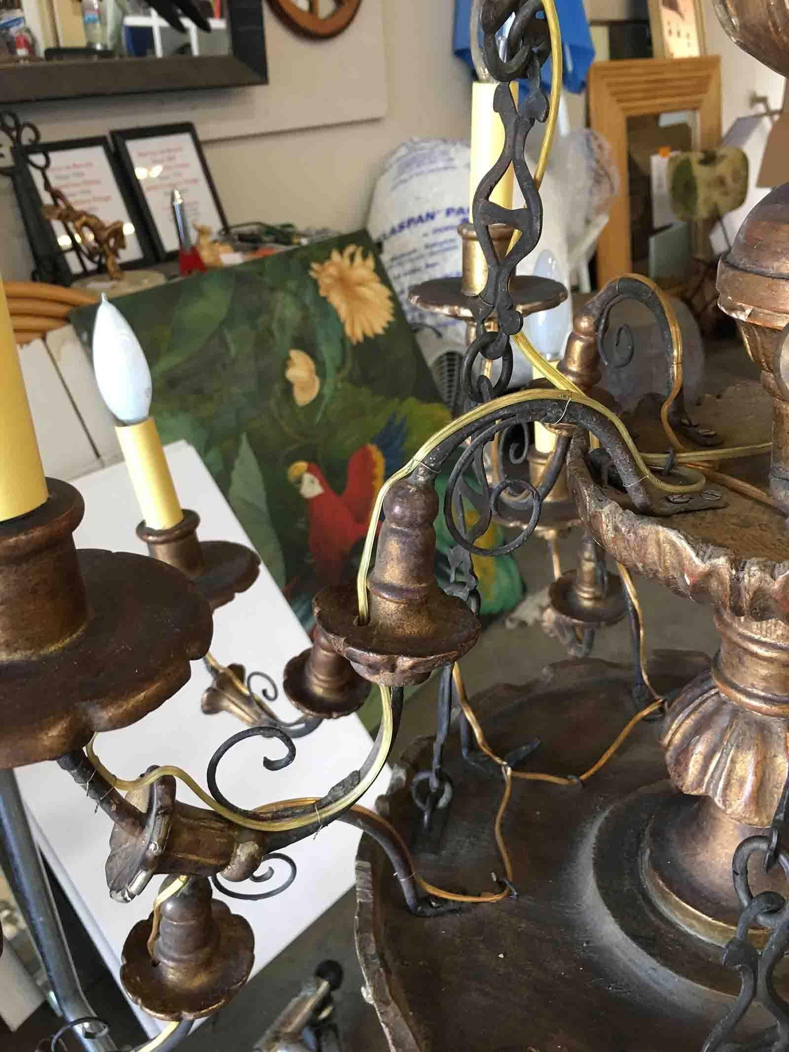 Custom Made Neo-Classic English 12 Arm Wood and Iron Chandelier - 5