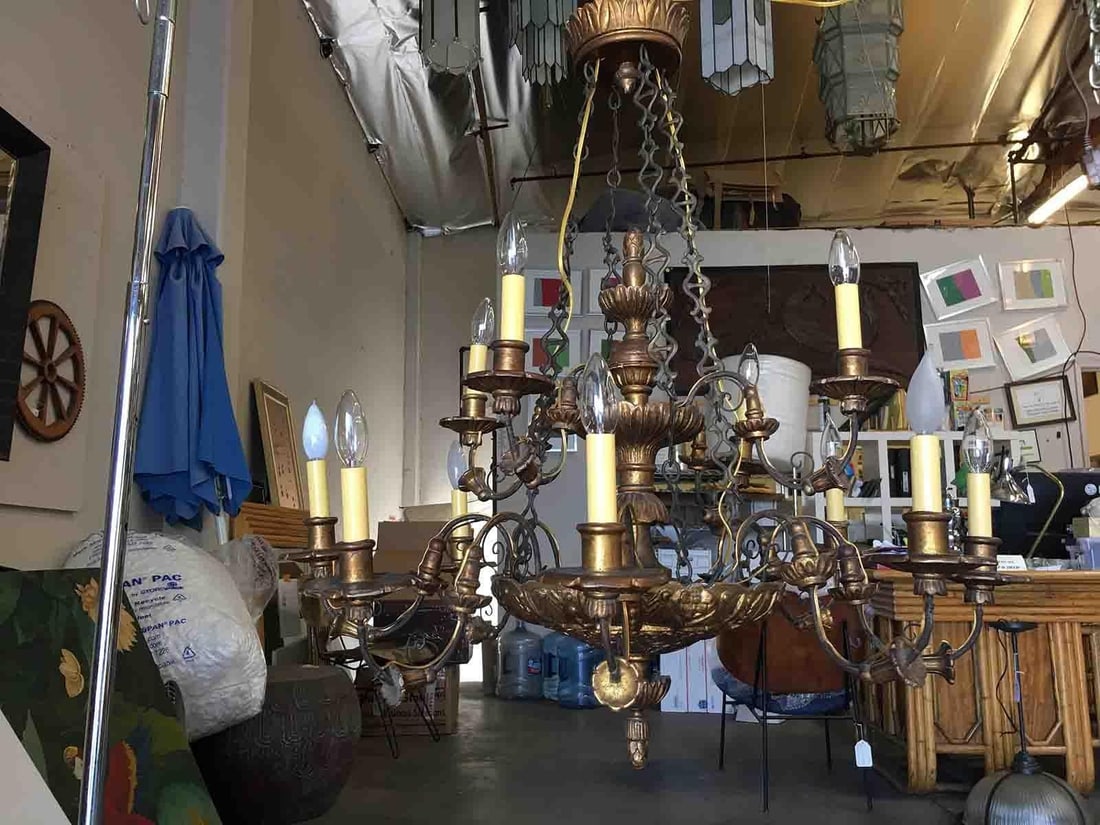 Custom Made Neo-Classic English 12 Arm Wood and Iron Chandelier - 6