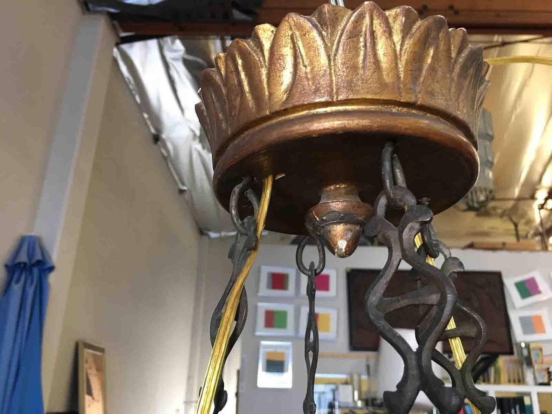 Custom Made Neo-Classic English 12 Arm Wood and Iron Chandelier - 8