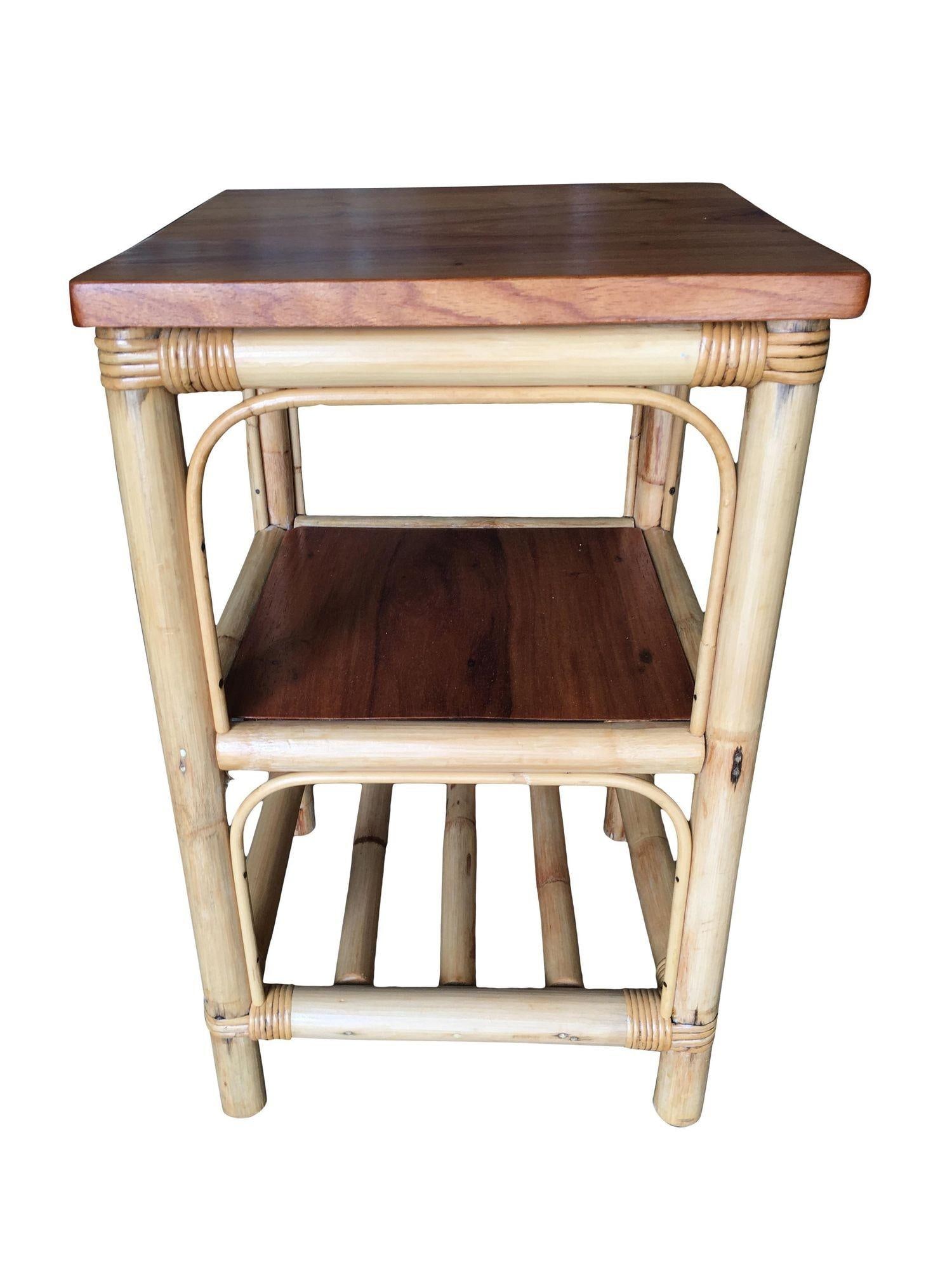 Restored Rattan Square Side Drink Table - 8