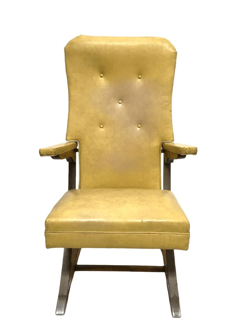Vintage Rock-a-Chair Cantilever Rocker Chair in Harvest Gold Vinyl - 8
