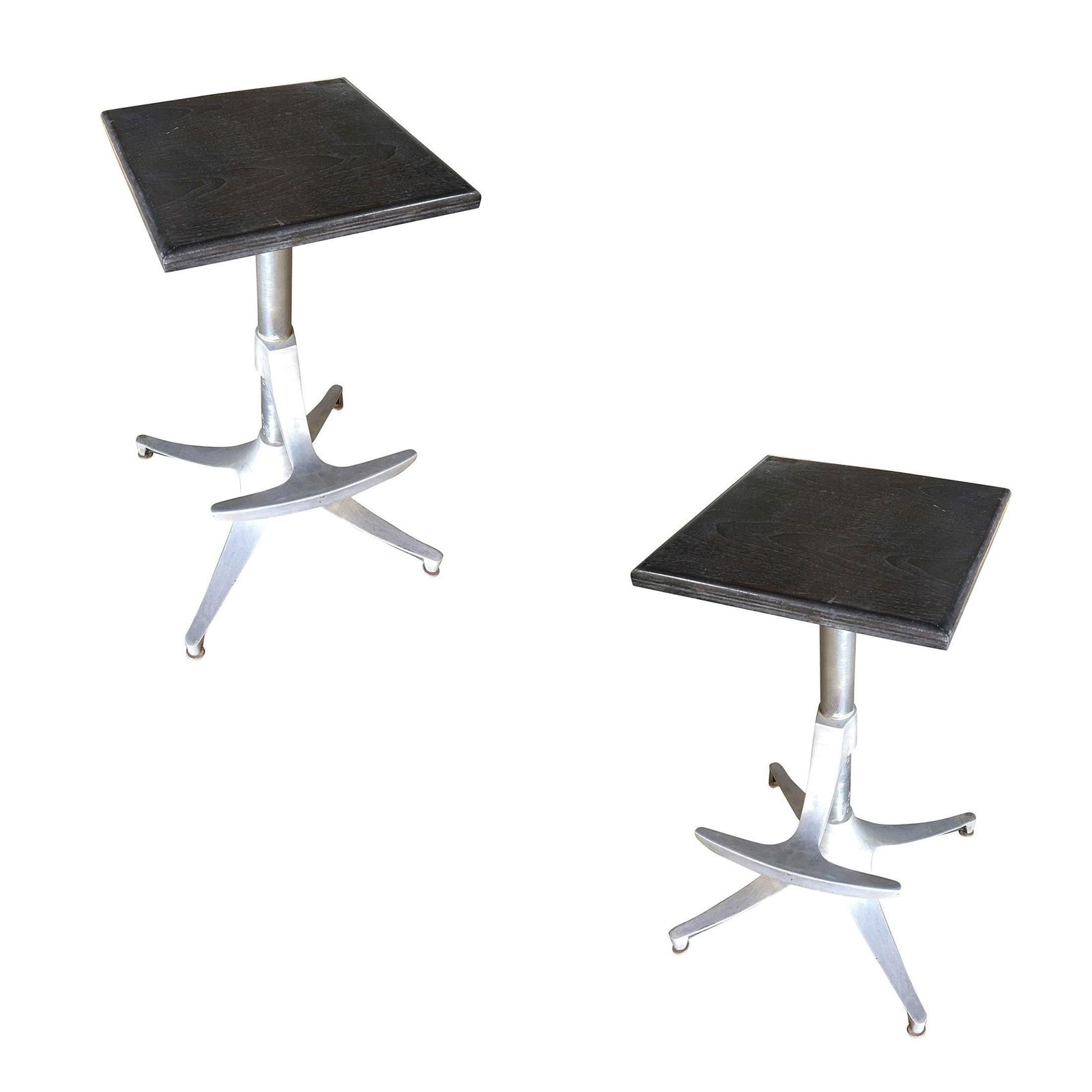 Custom Repurposed Mid Century Bar Stool w/ Teak Seat, Pair - 7