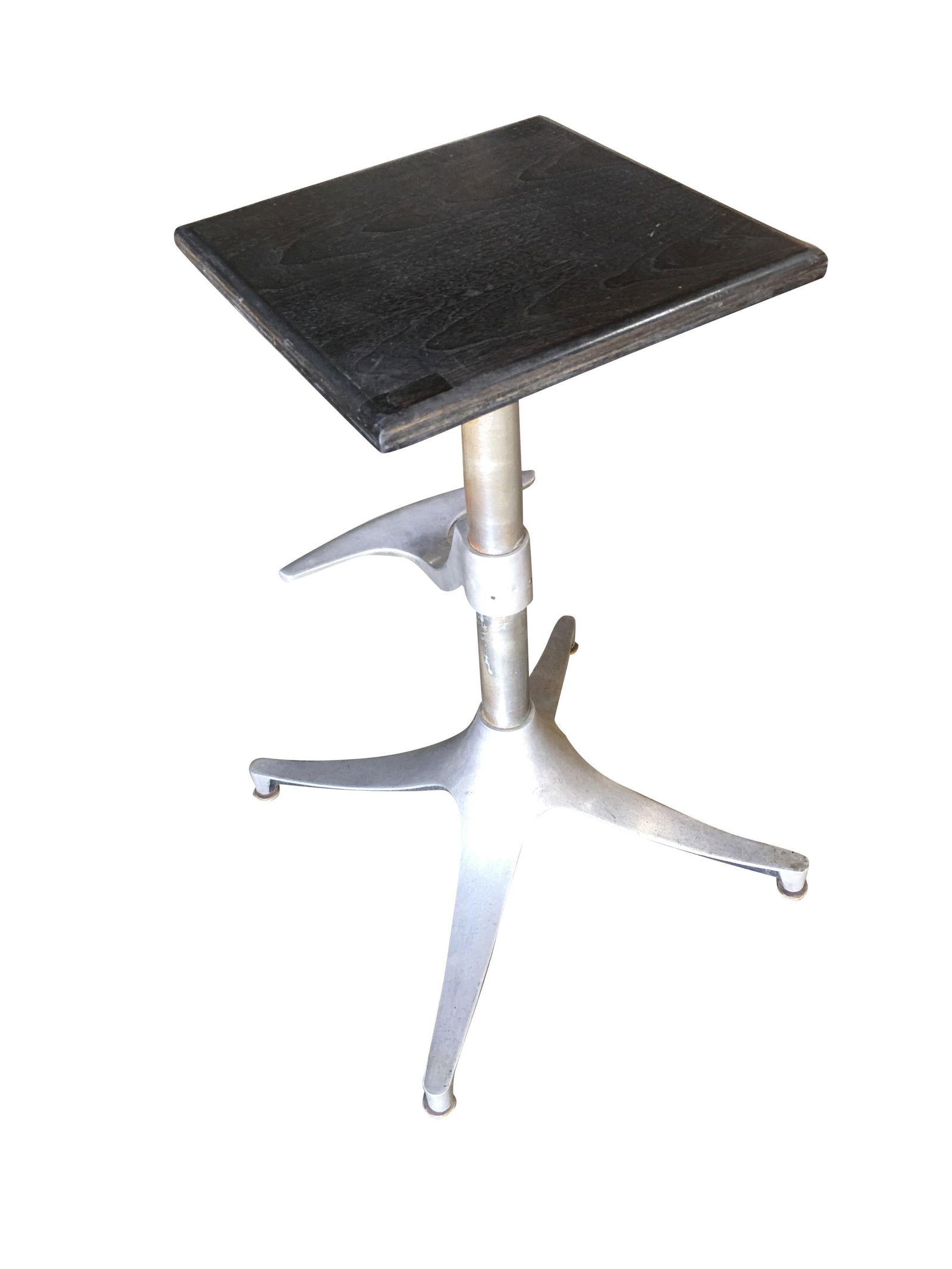 Custom Repurposed Mid Century Bar Stool w/ Teak Seat, Pair - 9