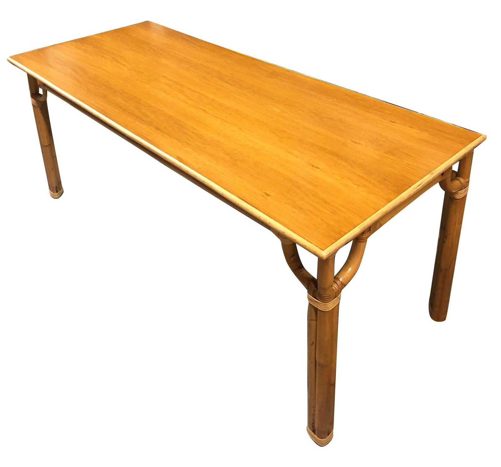 Restored Rattan Three-Strand Long Dining Table - 2