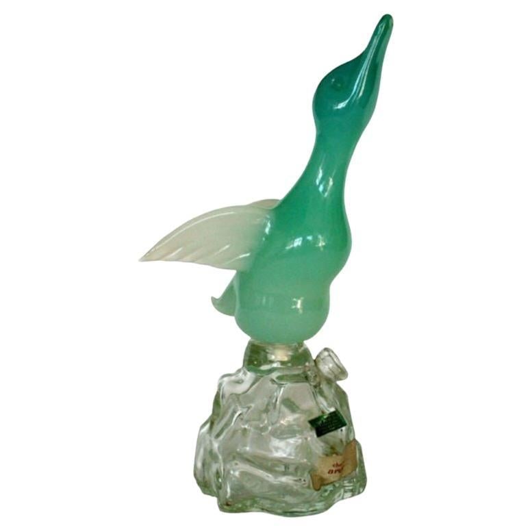 Archimede Seguso Alabastro Murano Duck Decanter Bottle: Title: Archimede Seguso Alabastro Murano Duck Decanter Bottle Description: This limited edition, midcentury decanter by Seguso Alabastro for Girolamo Luxardo in Torreglia, Italy. The bottom of the dec