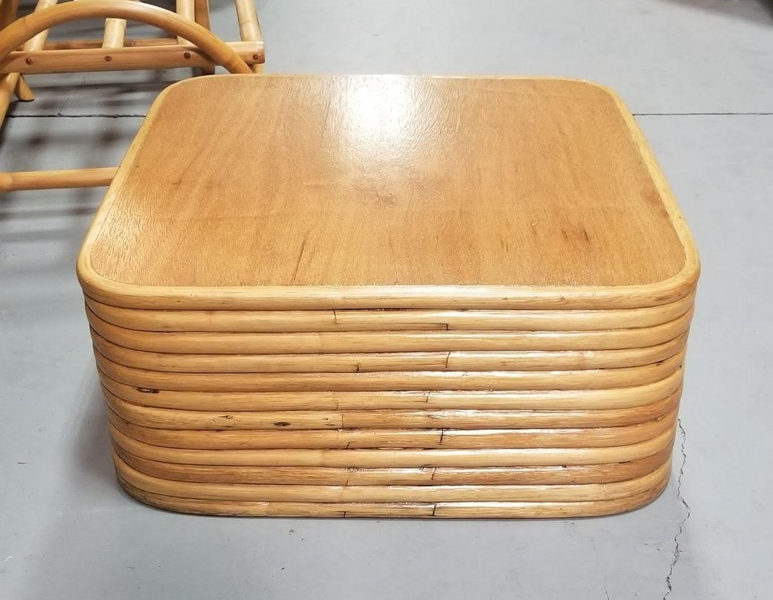 Restored Rattan Solid Stacked Coffee Table - 4