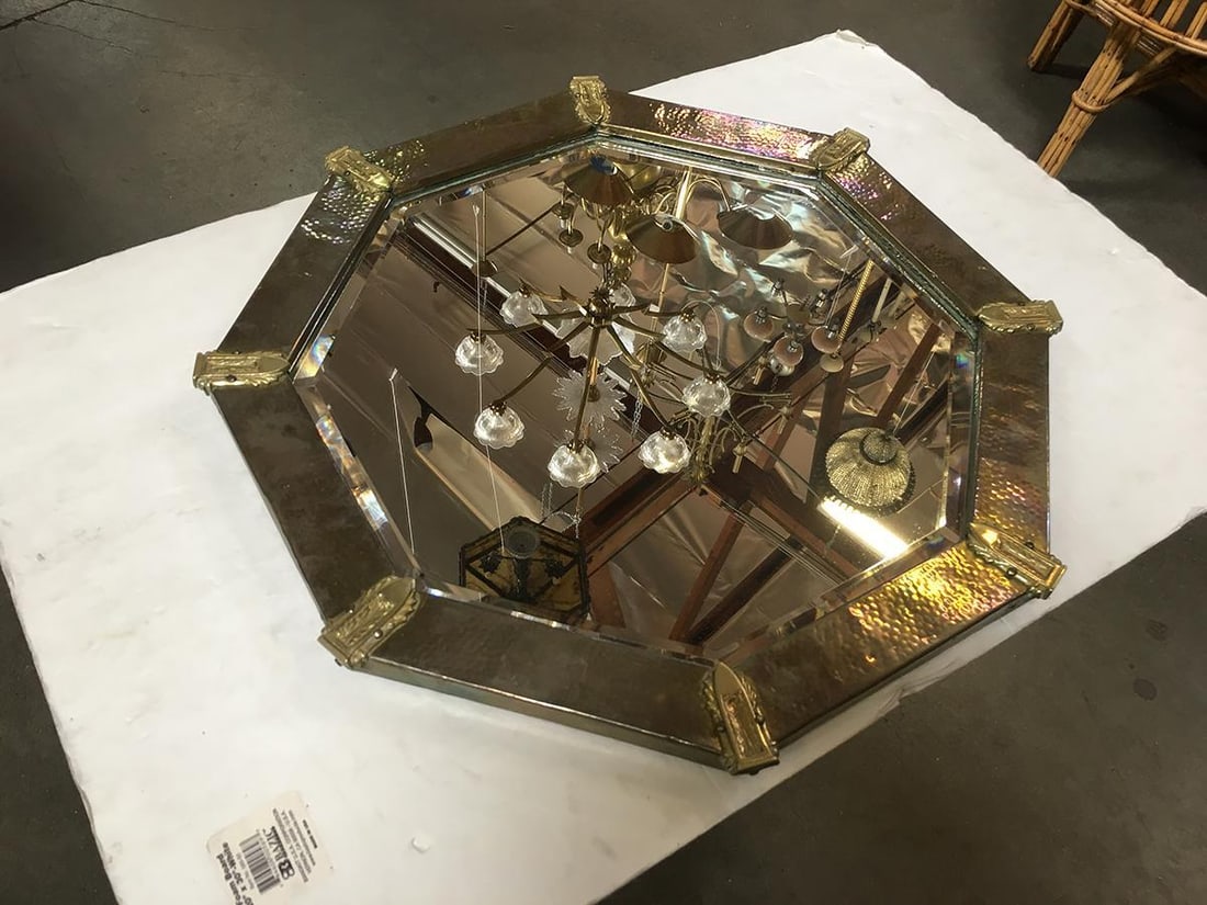 Arts & Crafts Hand Hammered Octagon Copper Mirror - 18