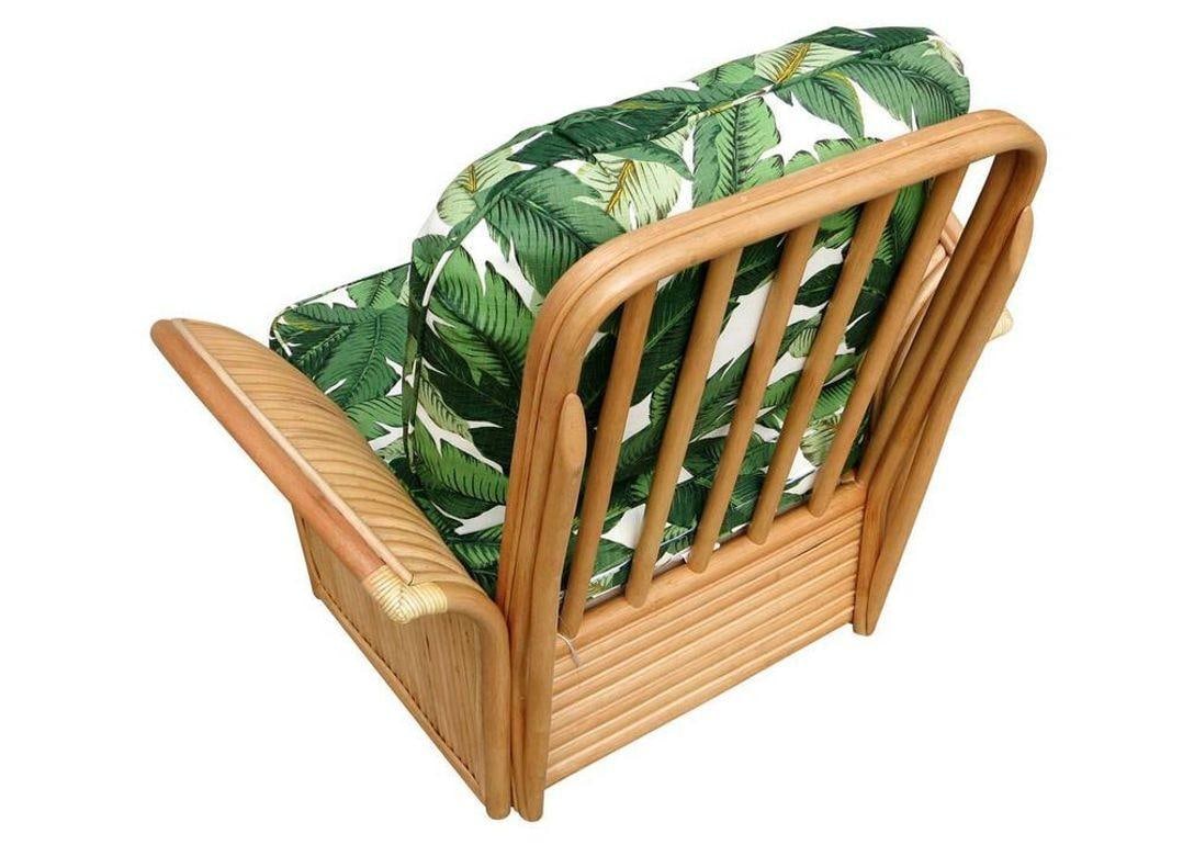 Restored Rattan Fan Arm Lounge Chair With Ottoman Set - 20