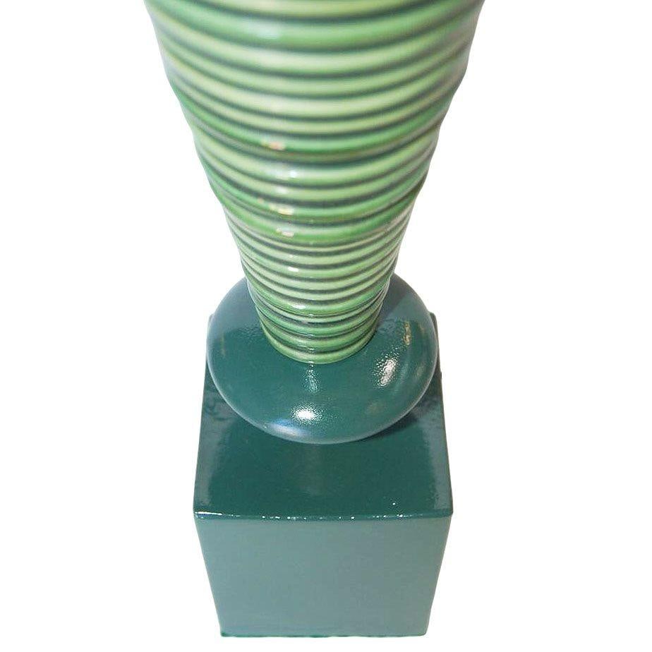 Mid-Century Ceramic Geometric Spiral Cone Table Lamp by Rembrandt, Pair - 6