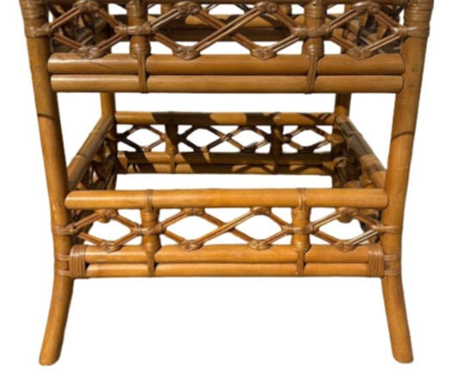 Restored Mid-century Rattan Dining Table & Chairs w/ Leopard Print Cushions - 6