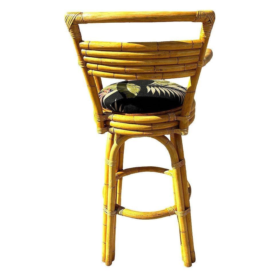 Restored 2-Strand Arch Base Rattan Bar Stools w/ Armrest, Set of 3 - 5