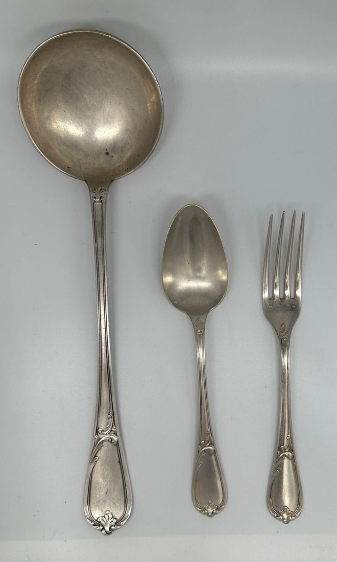 19th Century French L'Alfénide Christofle/Charles Halphen Flatware with Ladle - 8