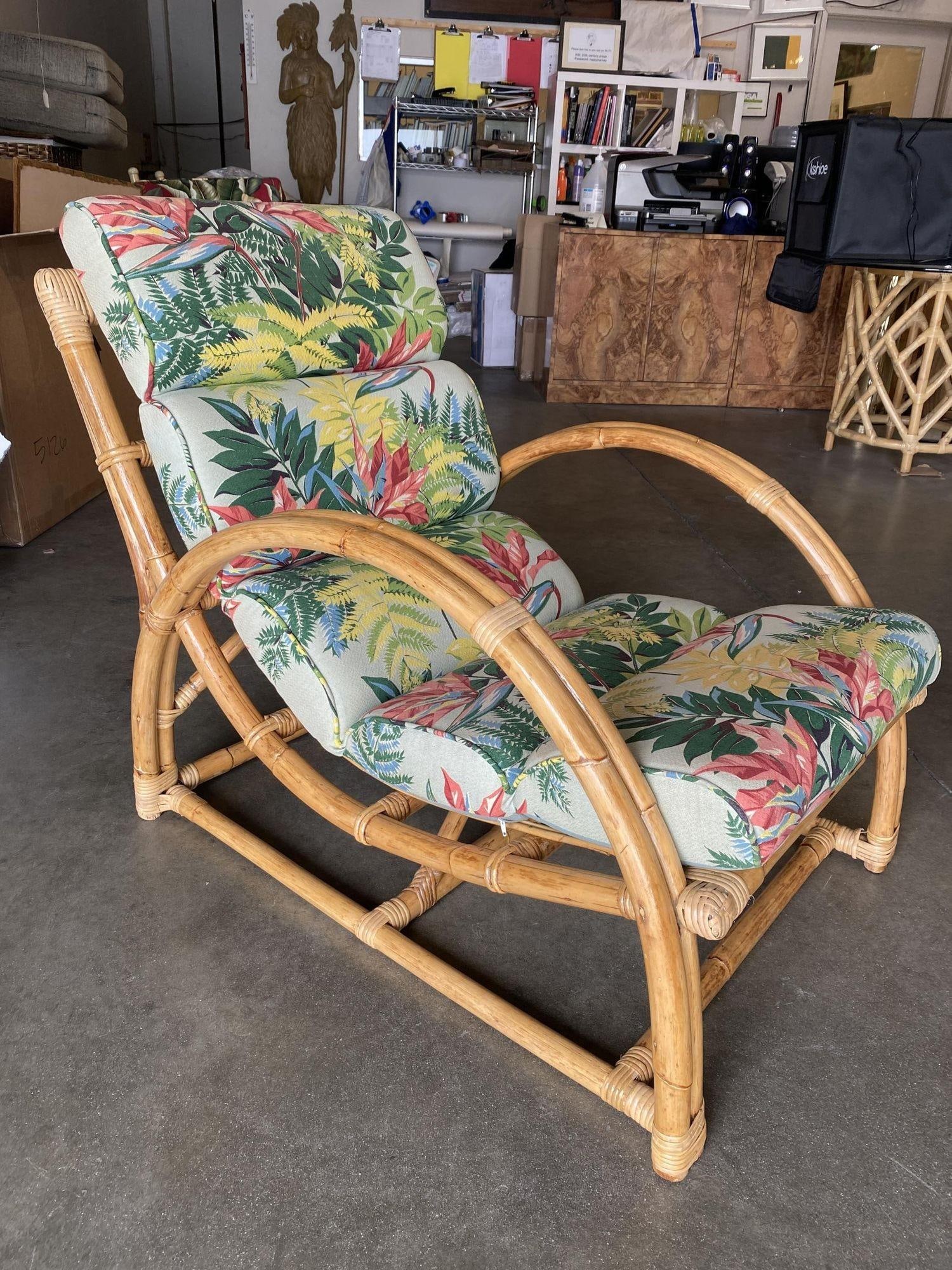 Restored Two-Strand "Half Moon" Rattan Cup Seat Lounge Chair - 18