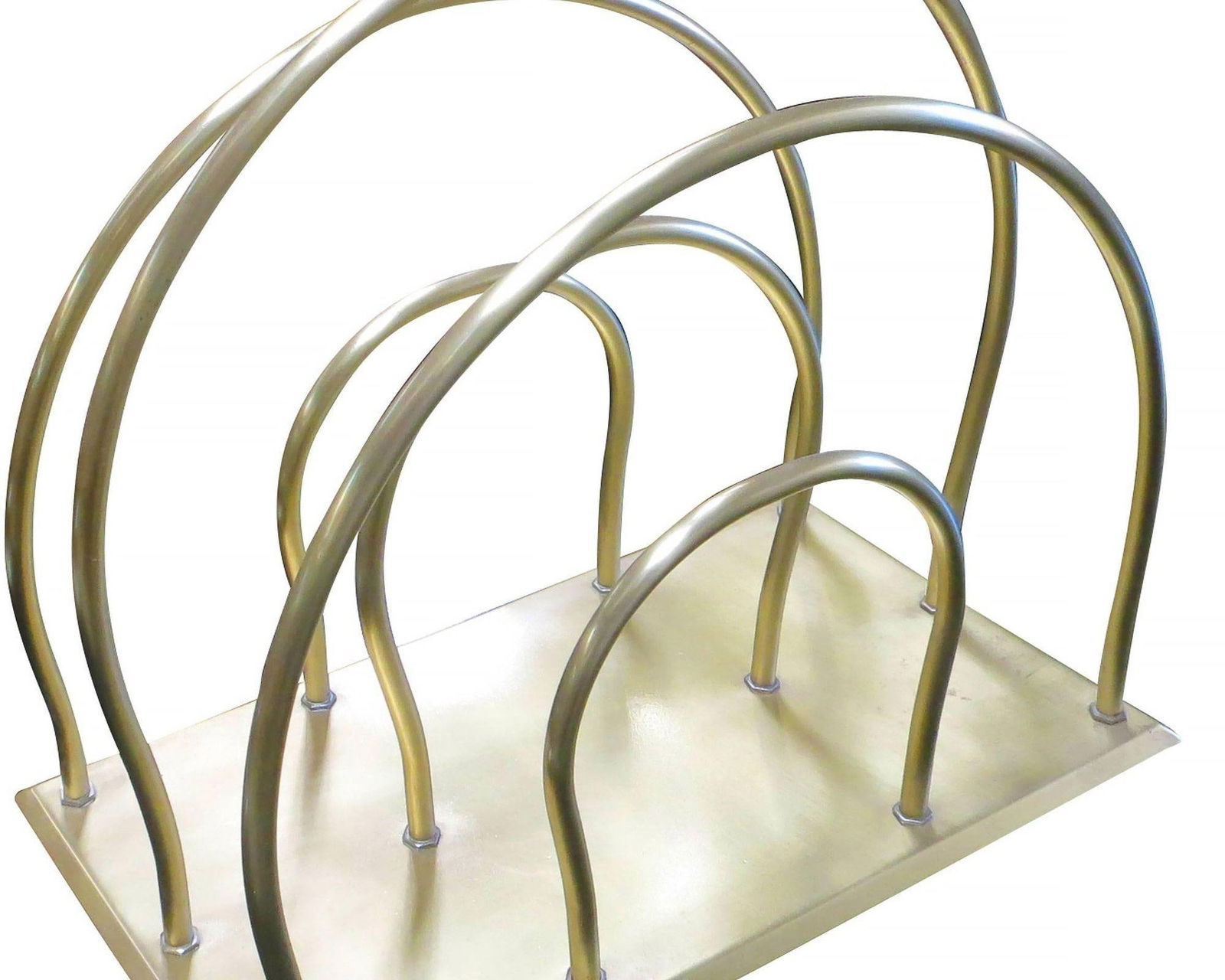 Art Deco Moderne Magazine Solid Brass Rack - 4