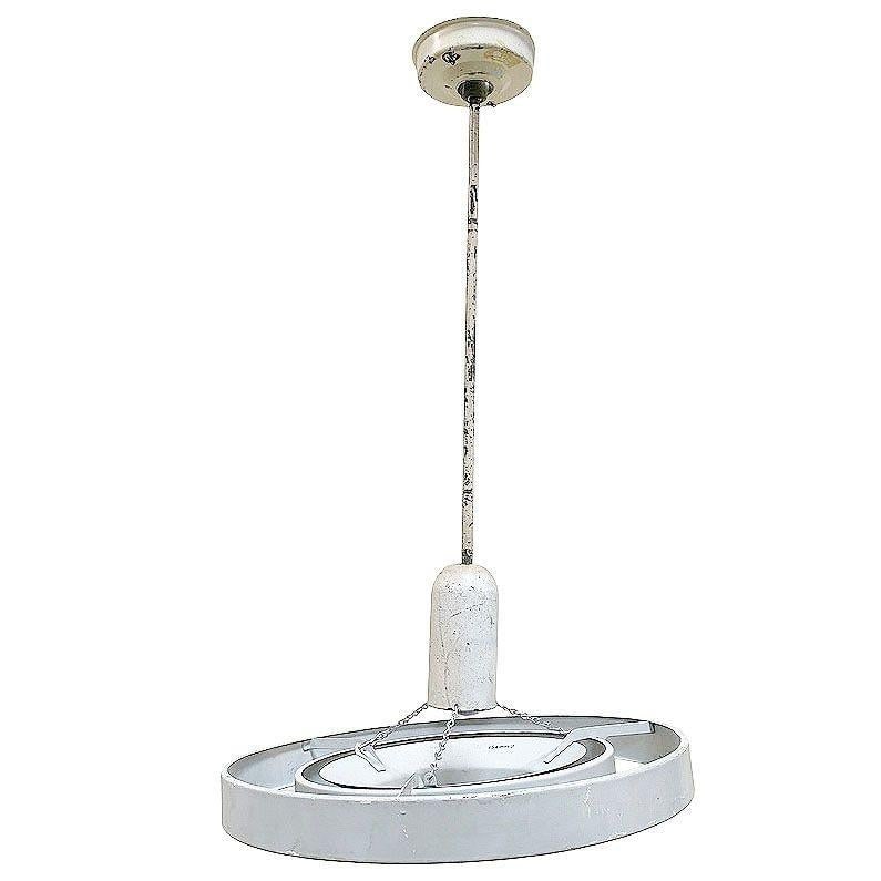 Mid-Century Saturn Ceiling Steel 20" Hooded Pendant by Kurt Versen, 6 Available - 2