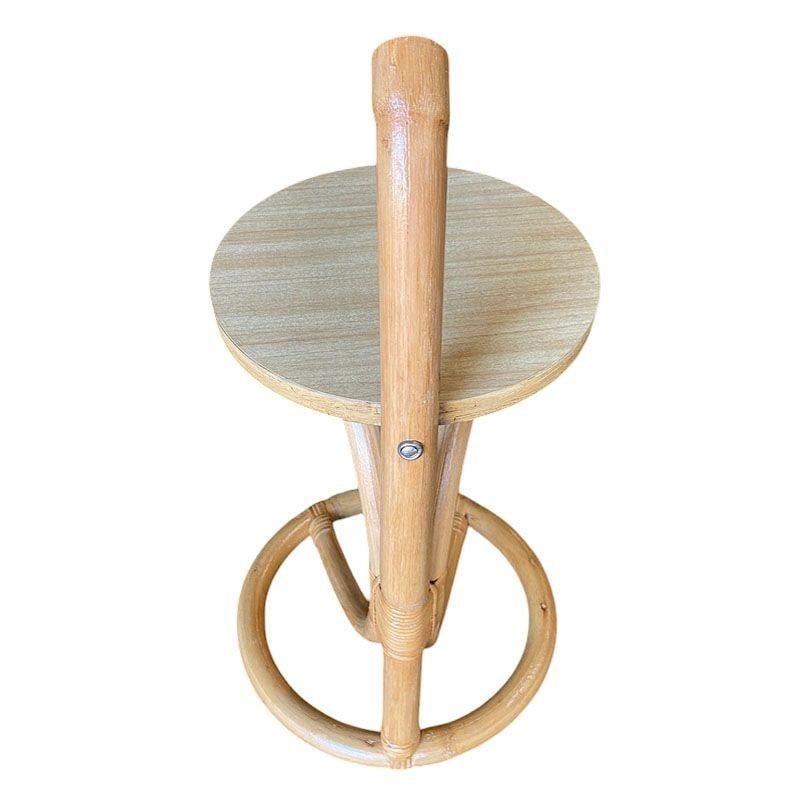 Restored Rare Portable Rattan Side Table Drink Shelf Stand w/ Handle 2 Available - 4