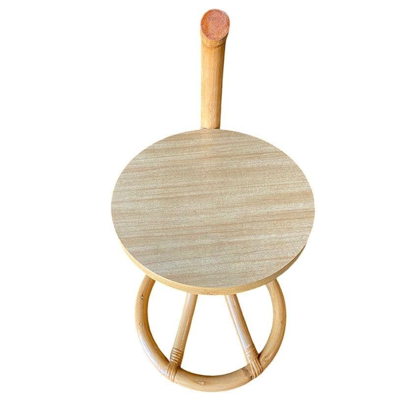 Restored Rare Portable Rattan Side Table Drink Shelf Stand w/ Handle 2 Available - 8