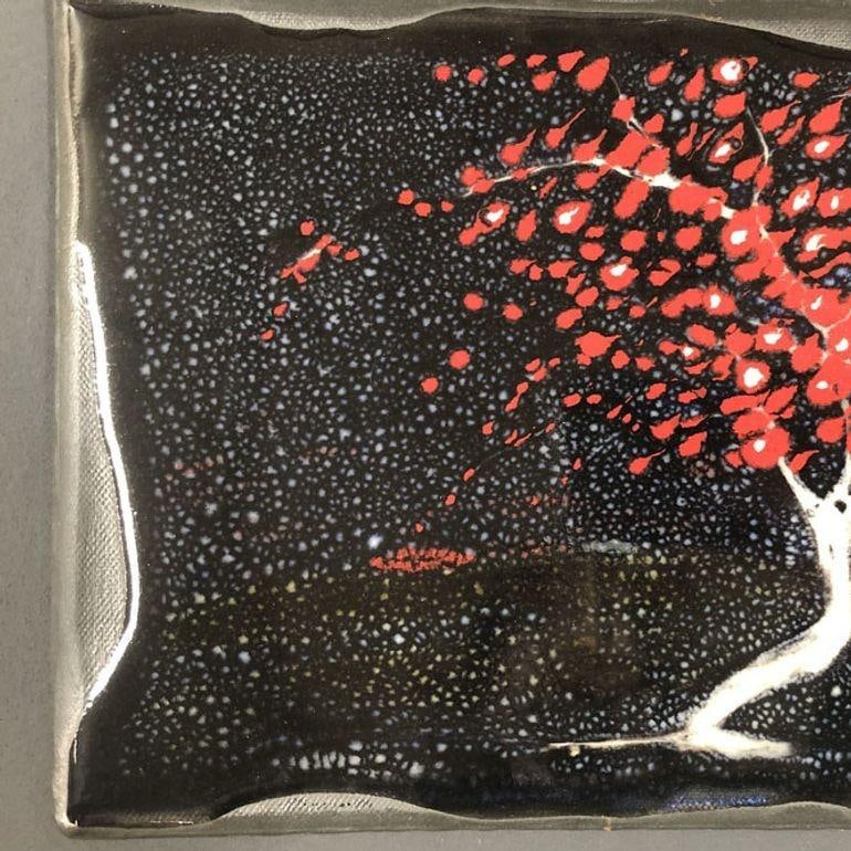 Silver Metal Tree Landscape with Fall Leaves Framed Pottery by Tom Turnbull - 5