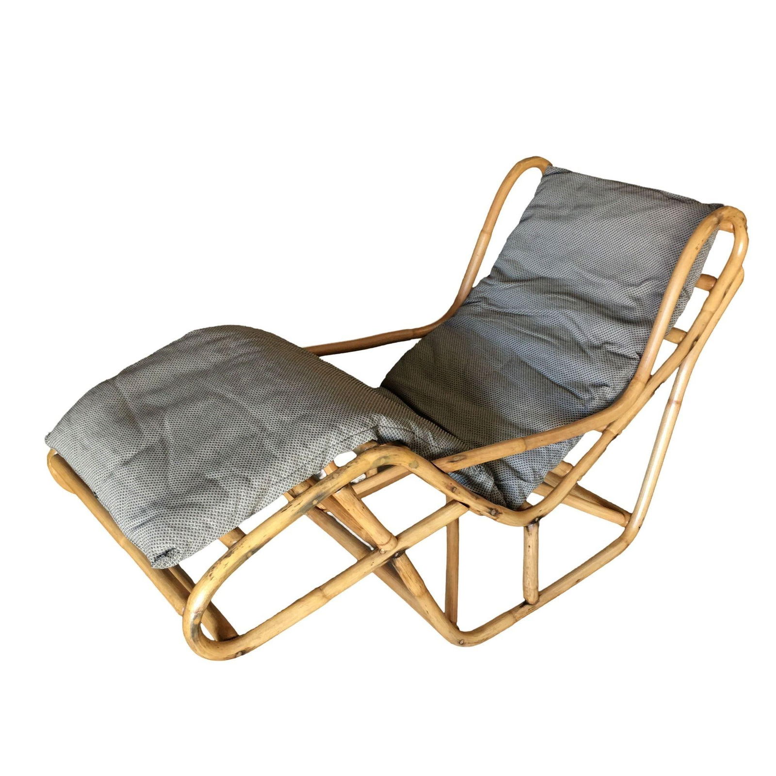 Restored Single-Strand Two-Position Rattan Chaise Lounge - 16