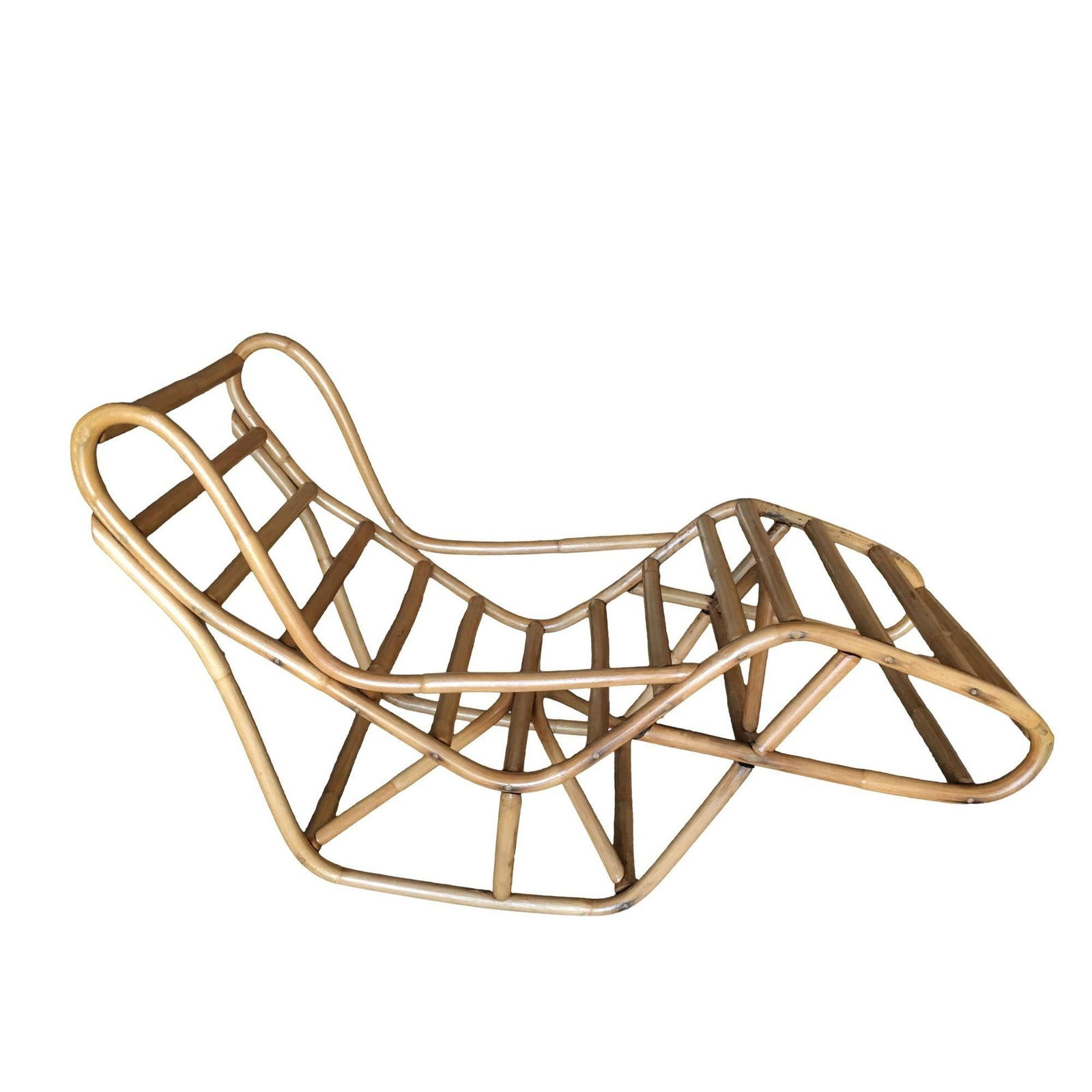 Restored Single-Strand Two-Position Rattan Chaise Lounge - 4