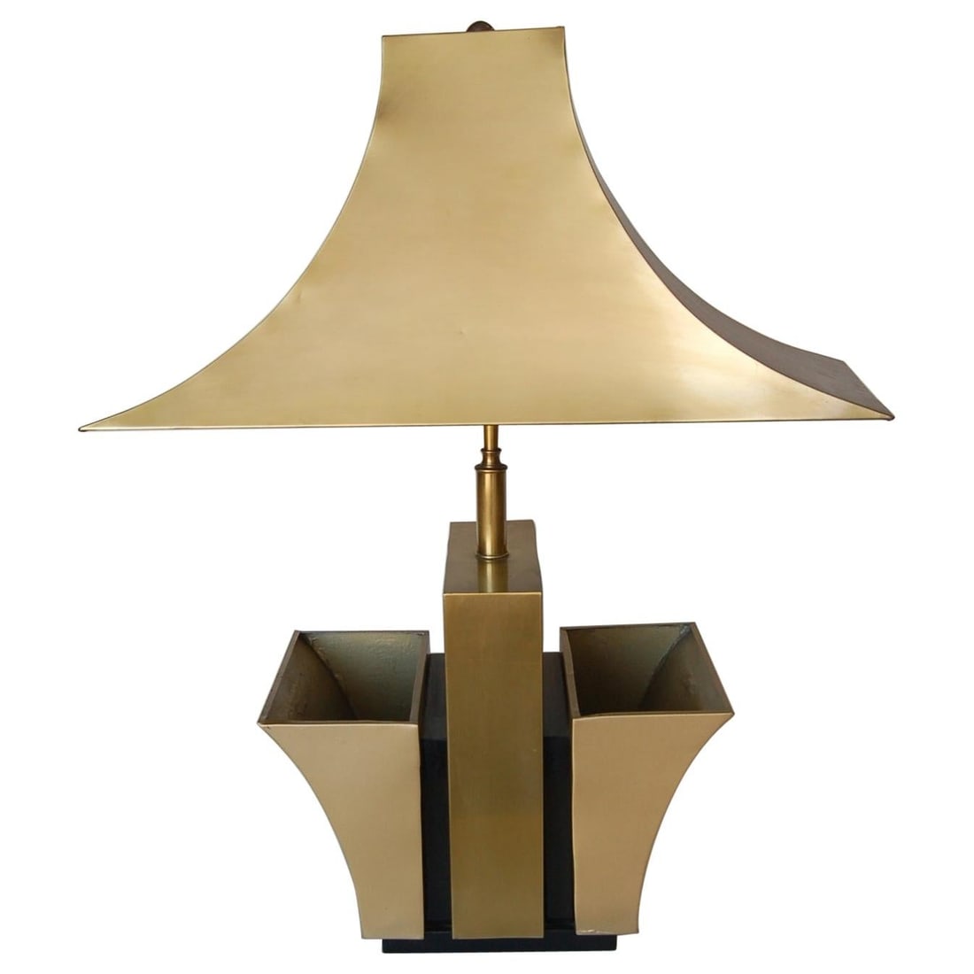 Brass Pagoda Table Lamp with Double Planter - 2