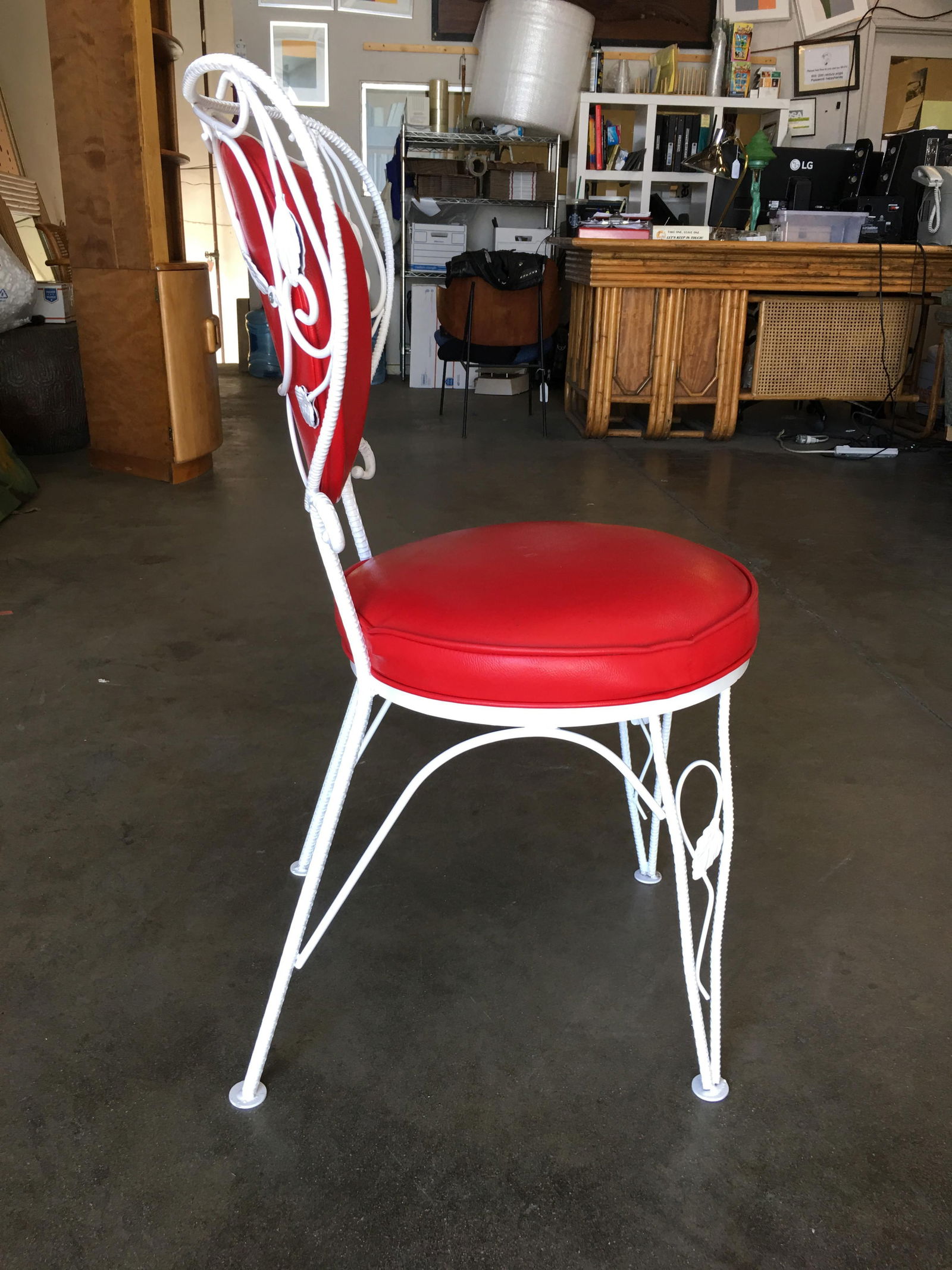 Custom Made Mid-century Iron & Steel Rebar Heart Patio Lounge Chair, Set of Four - 3