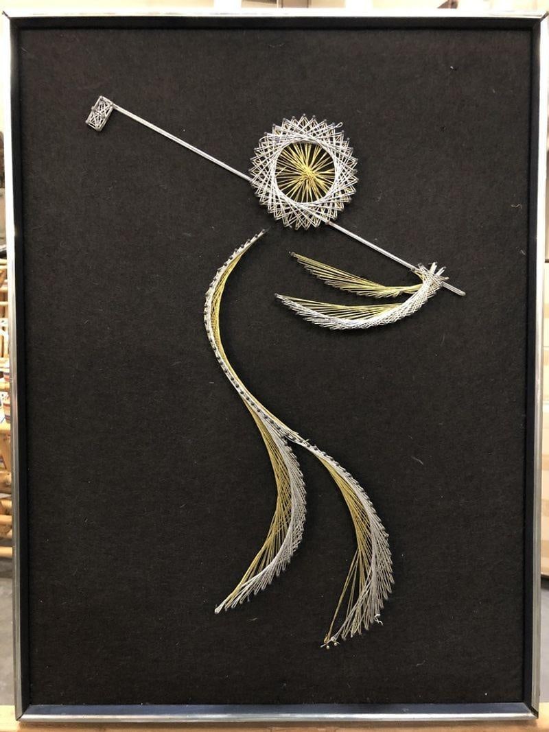 Golfing Man String Nail Art Silver and Gold on Blackby Chapman, Pair - 19