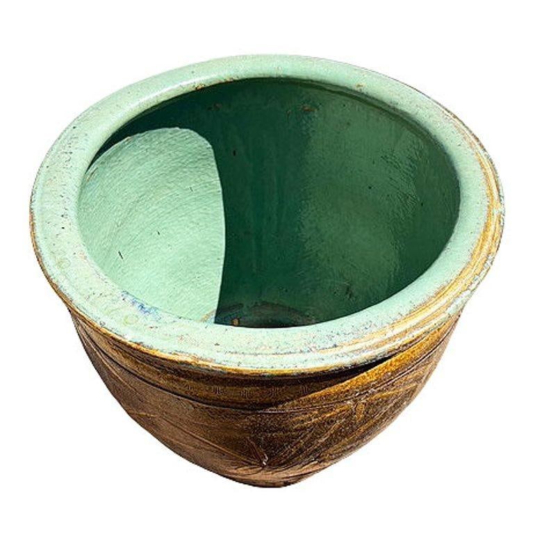 19th Century Large Bird & Bamboo Art Pottery Chinese Egg Pot Jardinière Planter - 2