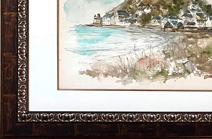 Urbain Huchet Mont Saint Michel Original Watercolor Painting Framed - 2