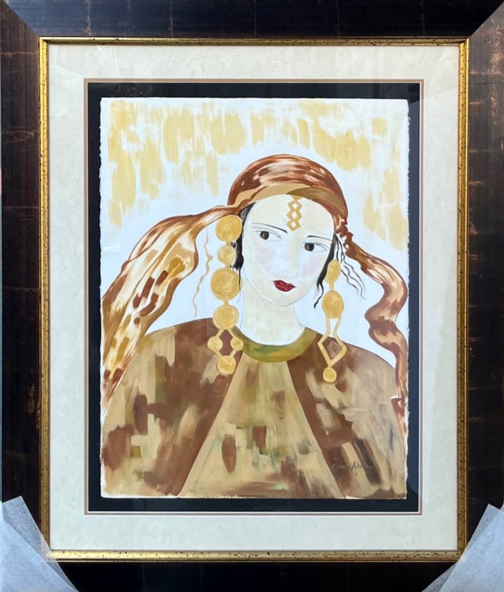 Grace Absi Karima 2001 Oil Painting on Arches Paper Framed: Title: Grace Absi Karima 2001 Oil Painting on Arches Paper Framed Artist: Grace Absi Description: Title: Karima Artist: Grace Absi Country: USA Medium: Oil Painting on Arches paper Marks: Created