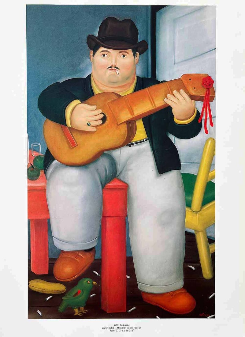 Fernando Botero 25 Guitarist 1983: Title: Fernando Botero 25 Guitarist 1983 Artist: Fernando Botero Description: Title: Guitarist Artist: Fernando Botero Country: Colombia Medium: Offset - Quadrichromie 25 Marks: Not signed,