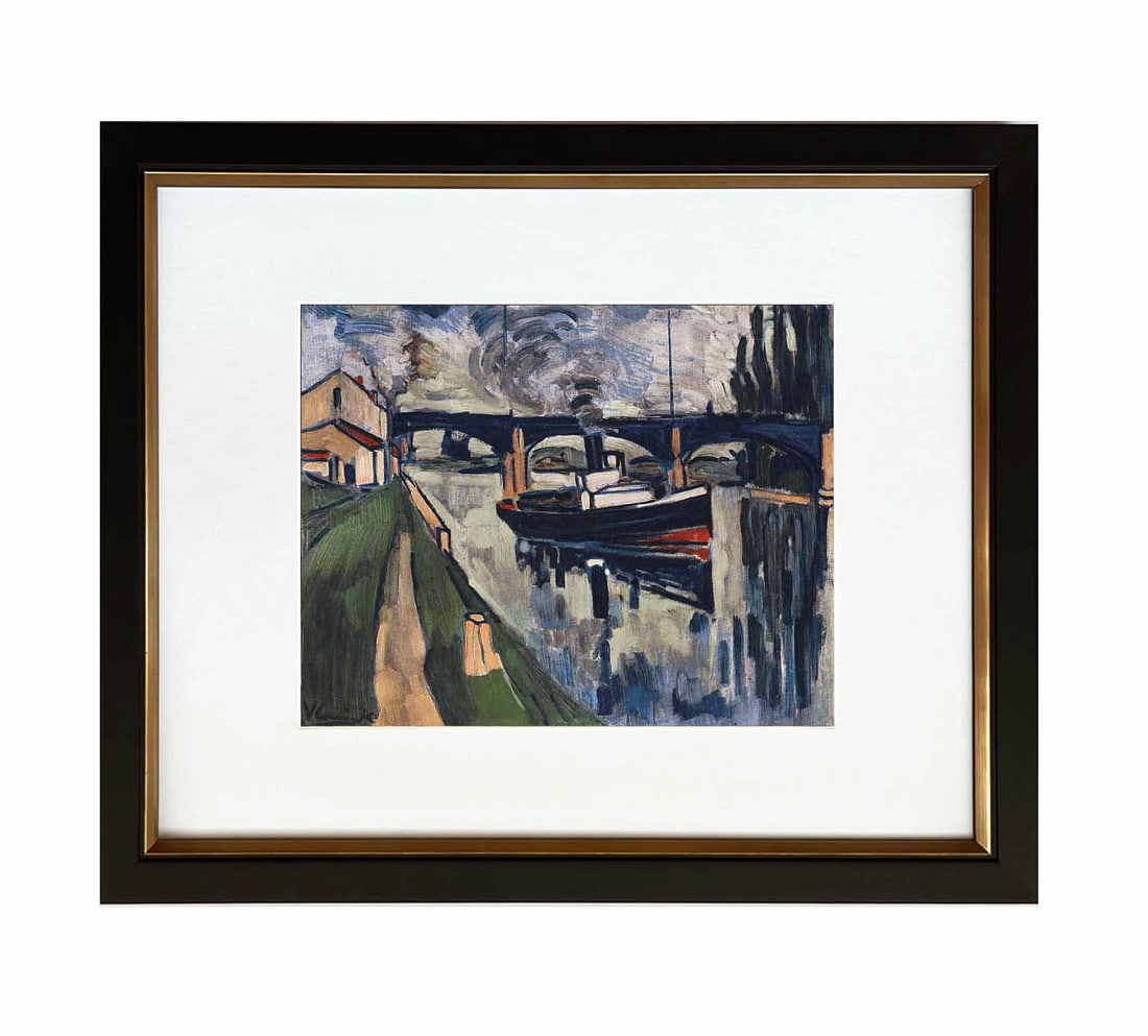 Vlaminck Lithograph 14 The seine at Poissy 1958 Framed: Title: Vlaminck Lithograph 14 The seine at Poissy 1958 Framed Artist: Vlaminck Description: Title: The seine at Poissy Artist: Maurice de Vlaminck Country: France Medium: Lithograph - 14 Marks: Signed