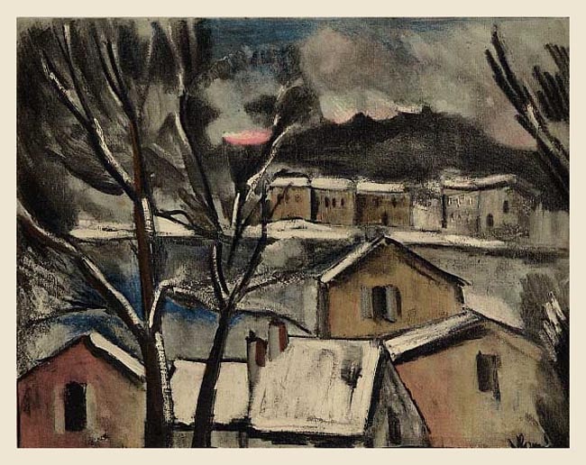 Vlaminck Lithograph 16 Winter Landscape 1958 Framed - 2