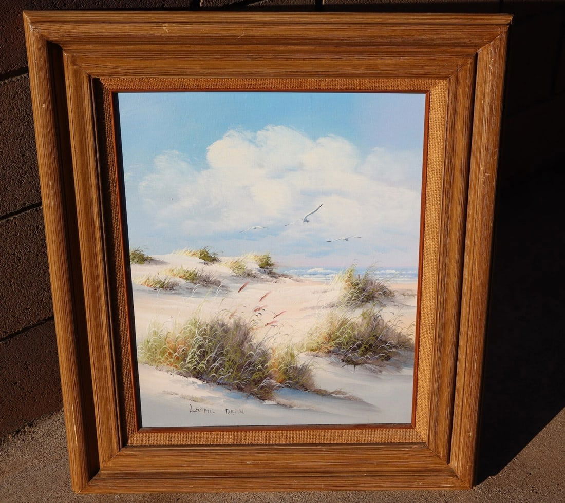 LOOMIS DEAN Sand Dunes By the Ocean with Seagulls and Plants oil painting - 2