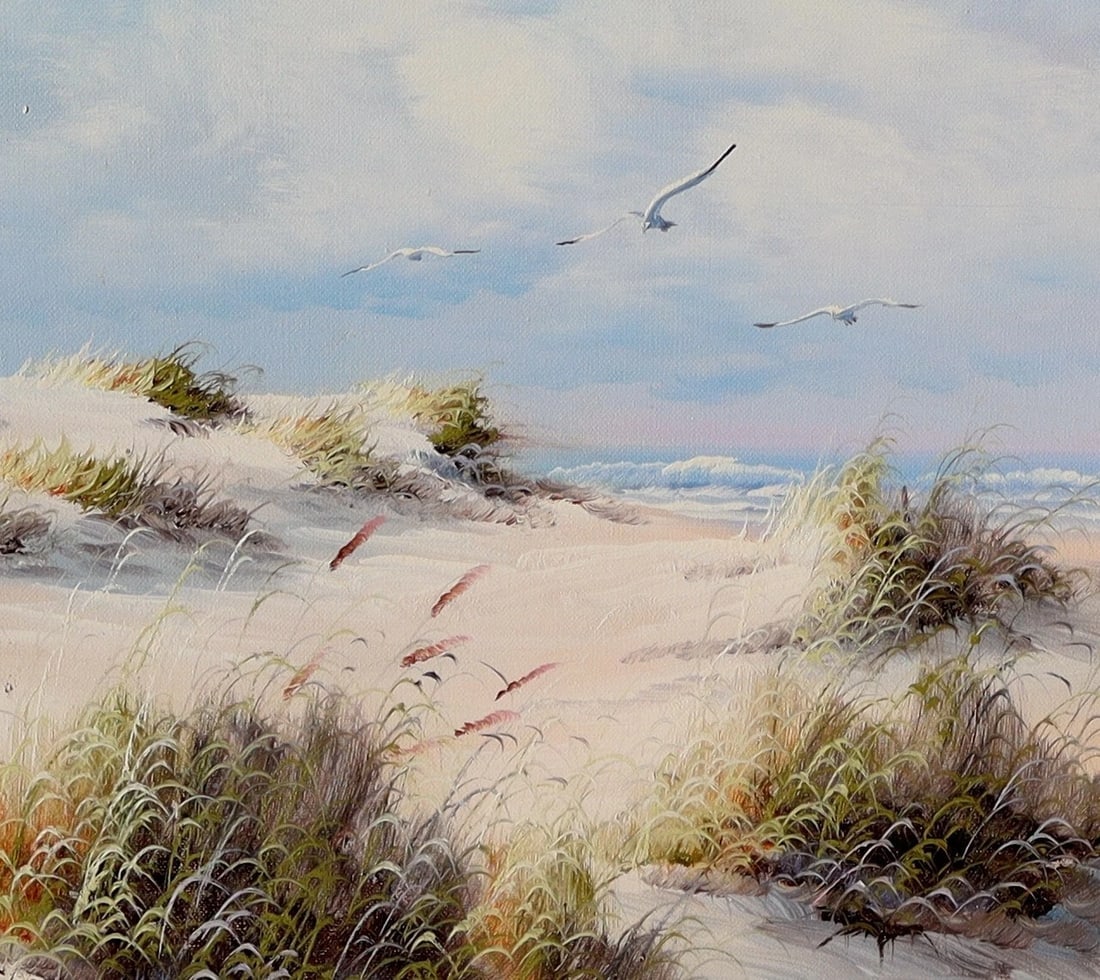 LOOMIS DEAN Sand Dunes By the Ocean with Seagulls and Plants oil painting - 4