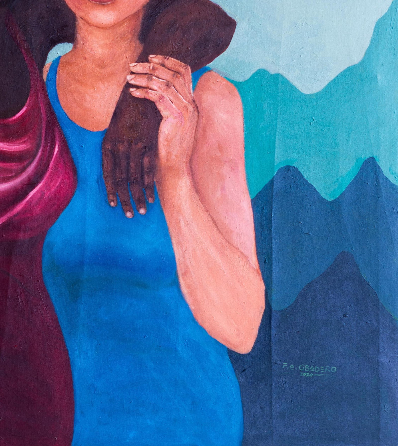 Faith Gbadero, Love and Bond 2 - 21st Century, Contemporary, Figurative Portrait, Whites, Black, - 8