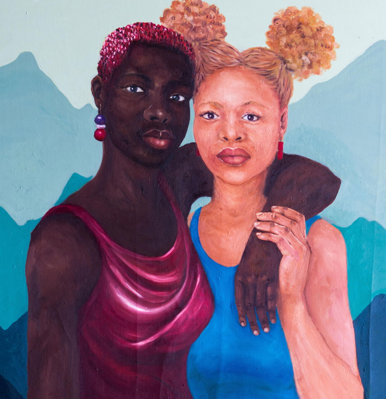 Faith Gbadero, Love and Bond 2 - 21st Century, Contemporary, Figurative Portrait, Whites, Black, - 3