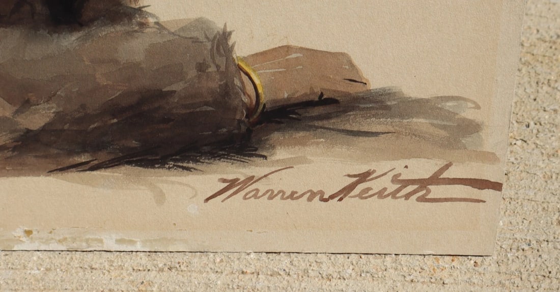 WARREN KEITH Early 20th Century Watercolor Seated Woman in a Hat - 5