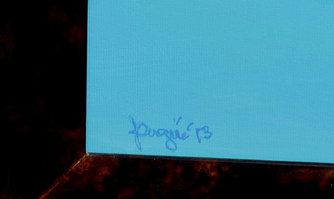 JANINE DUGUE California Artist Serene Tropical Island Palm Trees by Sea acrylic - 5