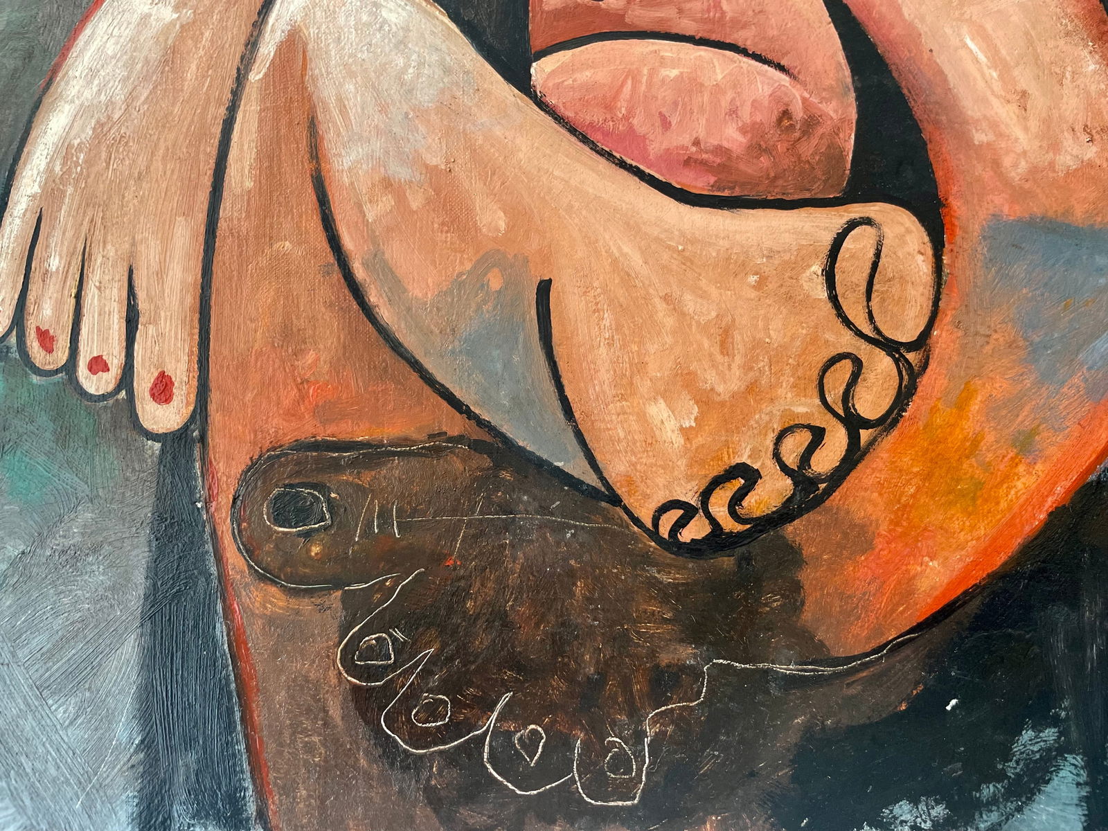 PICASSO Style, unsigned Oil on canvas. - 3