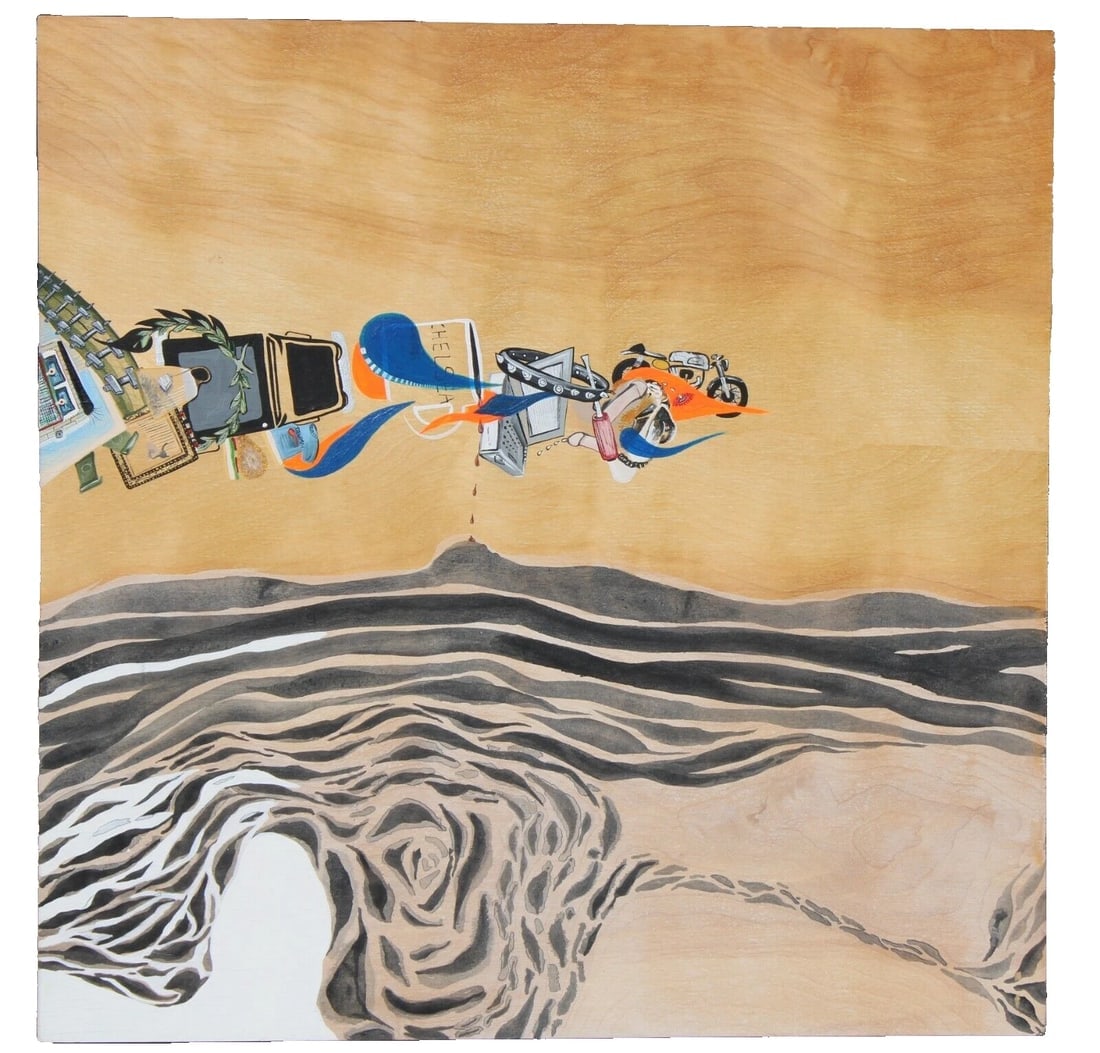 MICHELLE FRANTZ Exhibited Modernist painting titled Mod Rocker 1996: Title:MICHELLE FRANTZ Exhibited Modernist painting titled Mod Rocker 1996Description:Michelle Frantz. Exhibited Modernist Painting. Mod Rocker, 1996, 16" x 16" acrylic on panel, signed/titled on the