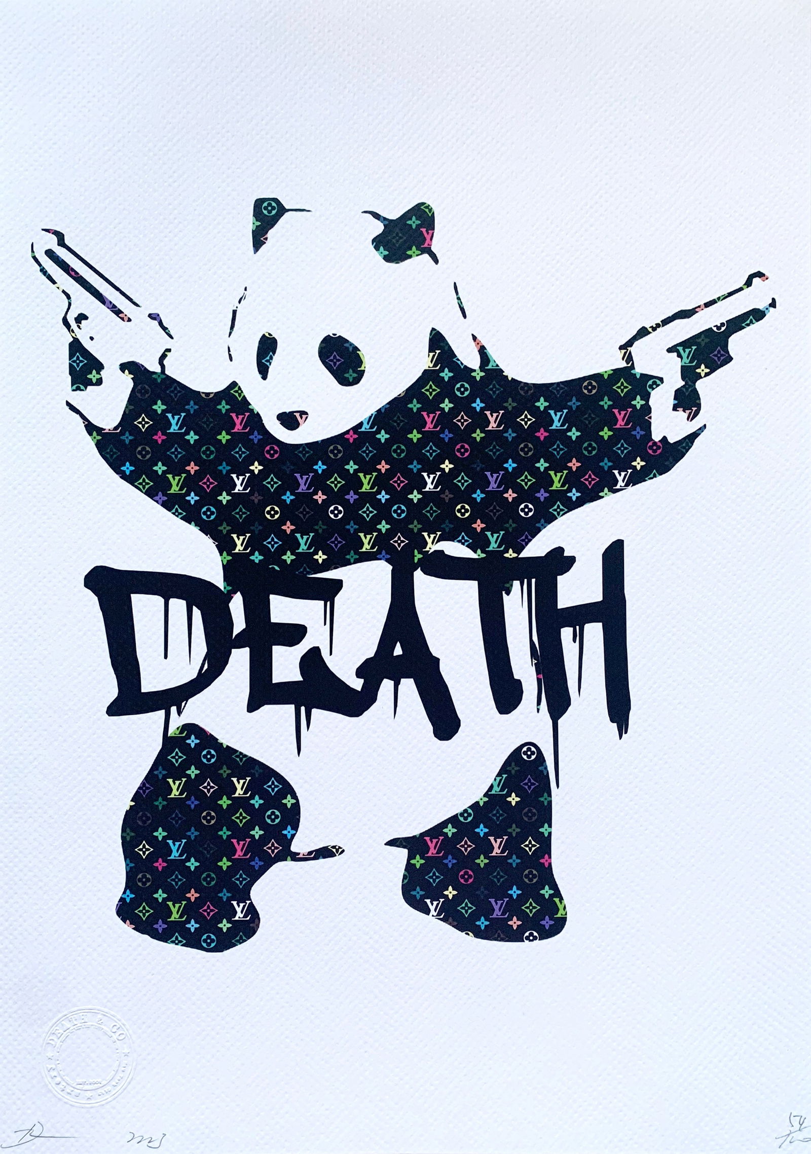 Death NYC Louis Vuitton Panda: Title:Death NYC Louis Vuitton PandaDate/Period:21st CenturyMaterials:Giclee on Fine art 300 gsm paperSize:17 3/4 x 12 1/2 inchesDescription:Artist: Death NYC, limited edition giclee on paper, out of
