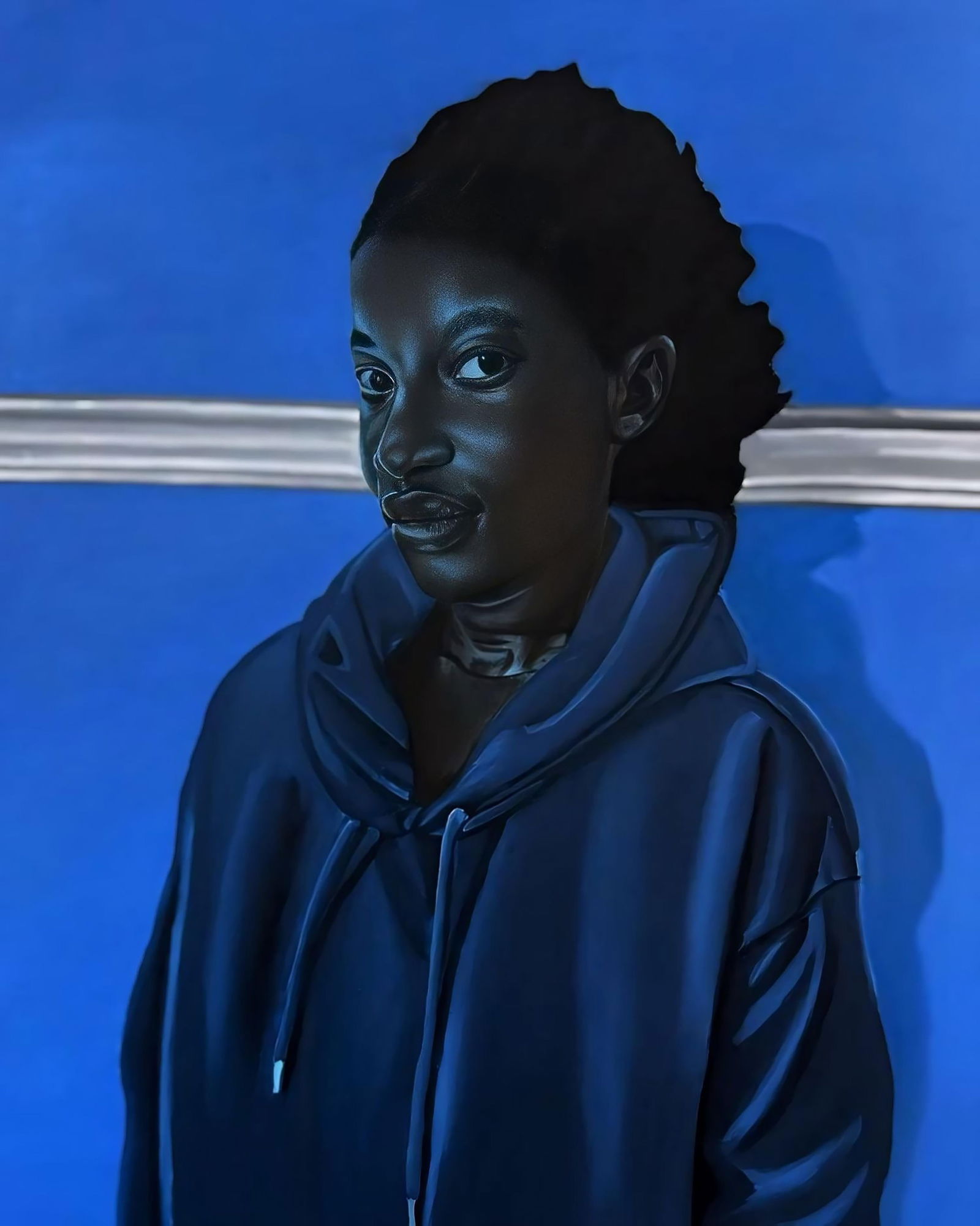 Ibrahim Omiyera, Don't Stop Till You Get Enough - 21st Century, Contemporary, Figurative Portrait,: Creator: Ibrahim Omiyera (1997, Nigerian) Creation Year: 2022 Dimensions: Height: 48 in (121.92 cm)Width: 36 in (91.44 cm)Depth: 1 in (2.54 cm) Medium: Canvas,Charcoal,Oil Movement & Style: 