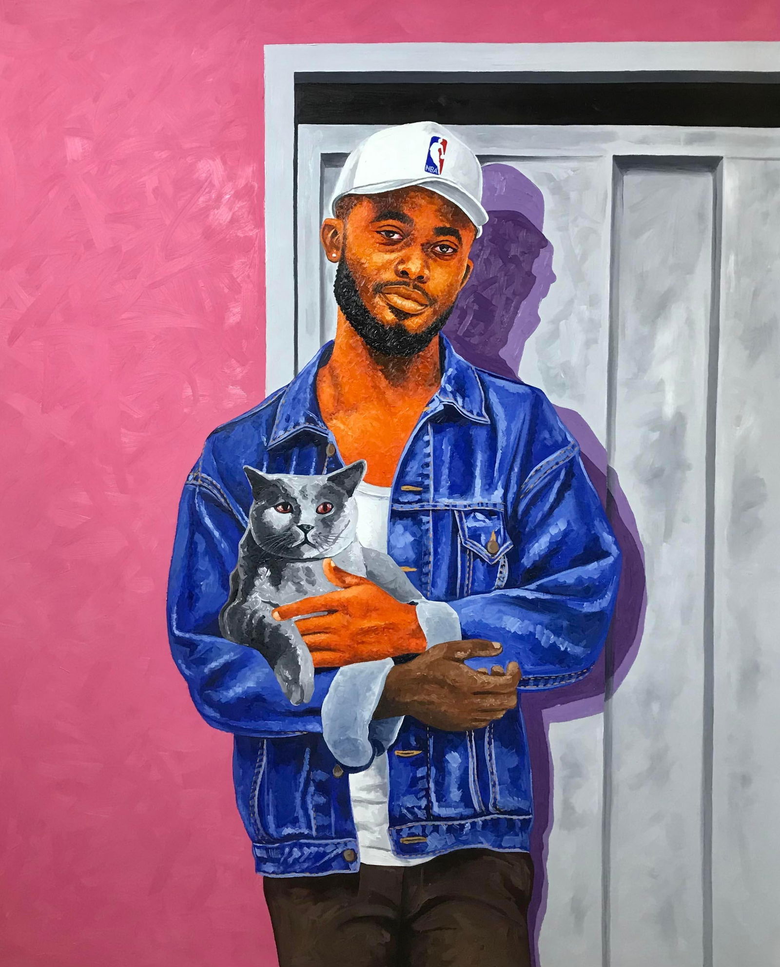 Lawrence Amoo, Tapestry of Love - 21st Century, Contemporary, Figurative, Men, Modern, Cat, 2023 - 9